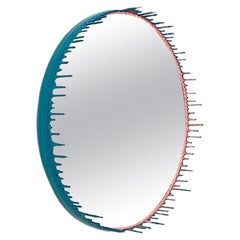 Two-Tone Resin Drip Mirror in Coral and Teal by Elyse Graham