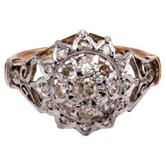 Two-Tone Retro Diamond Cluster Ring