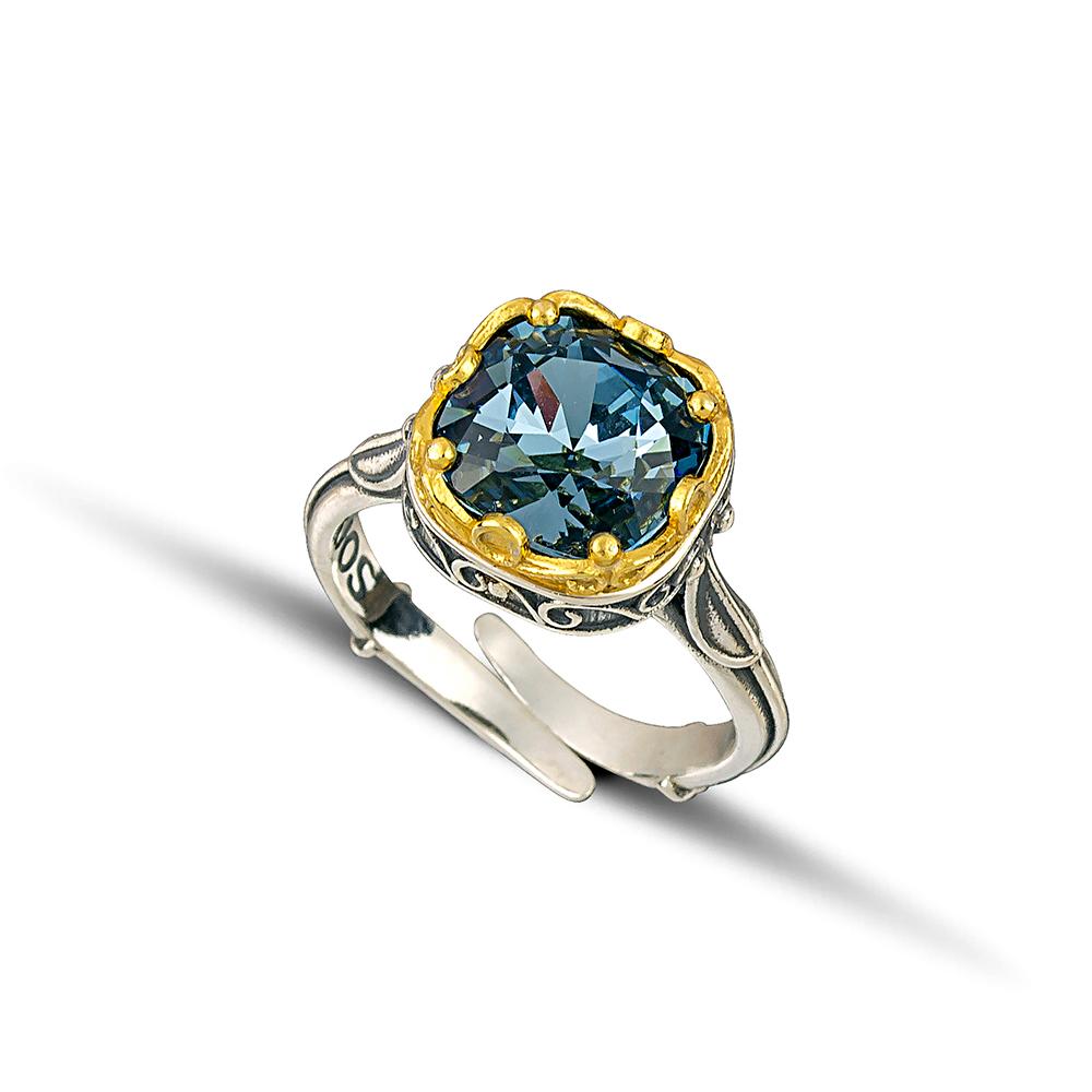 For Sale:  Two Tone Ring with Swarovski Crystal, Dimitrios Exclusive D216 4