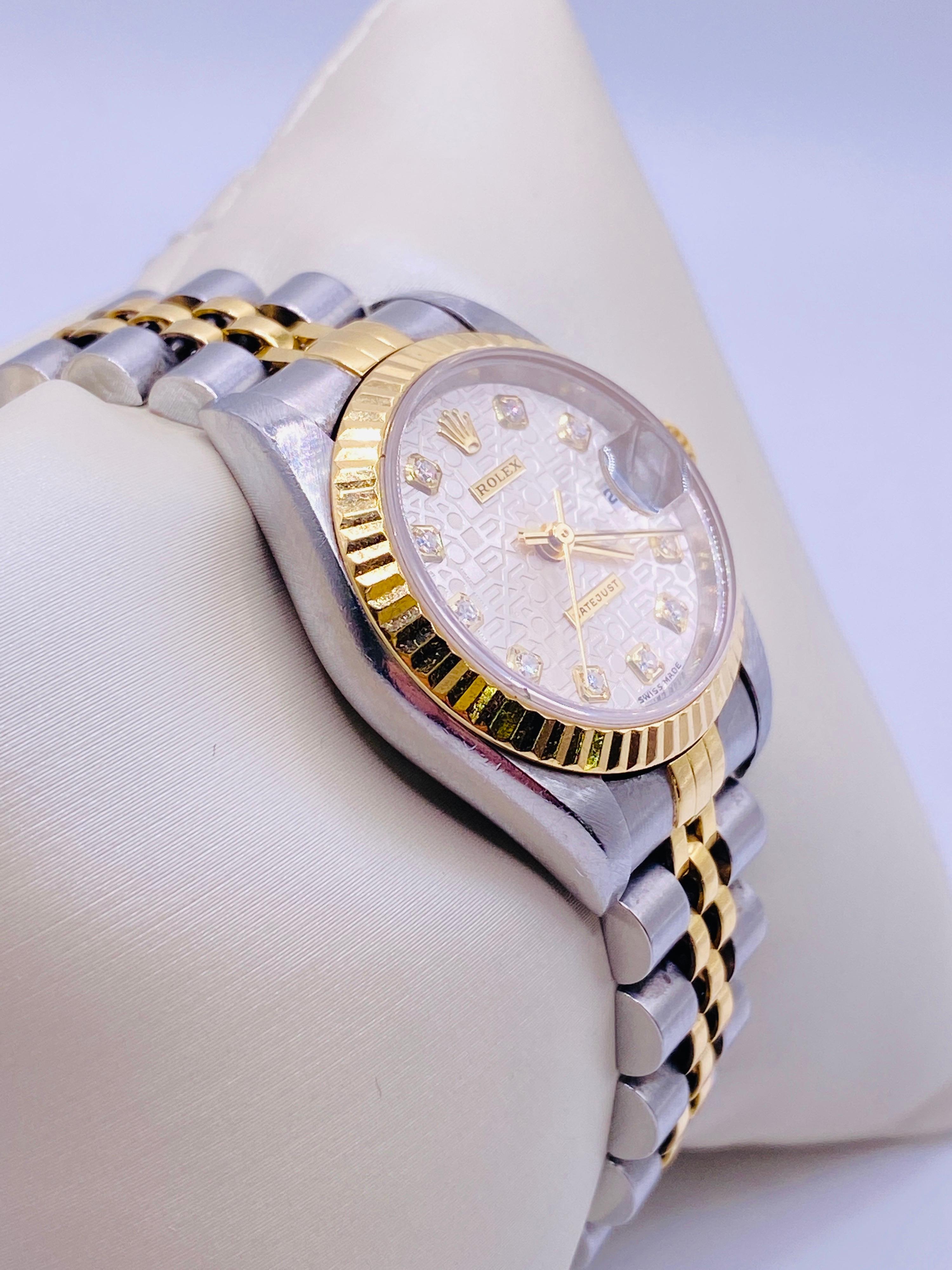 rolex datejust computer face with diamonds