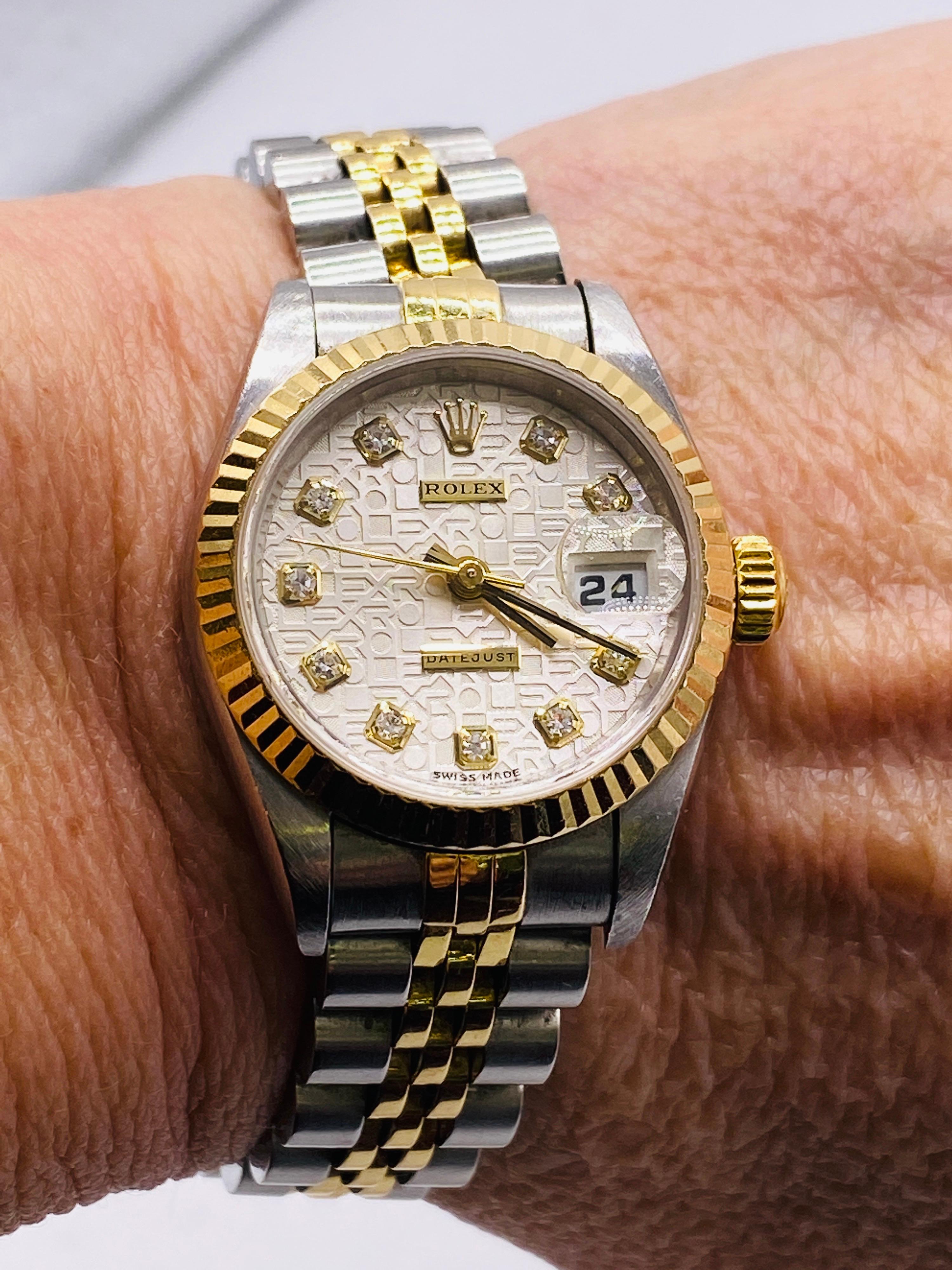 Women's Rolex Two Tone Datejust 69173 with Diamond White Color Jubilee Dial