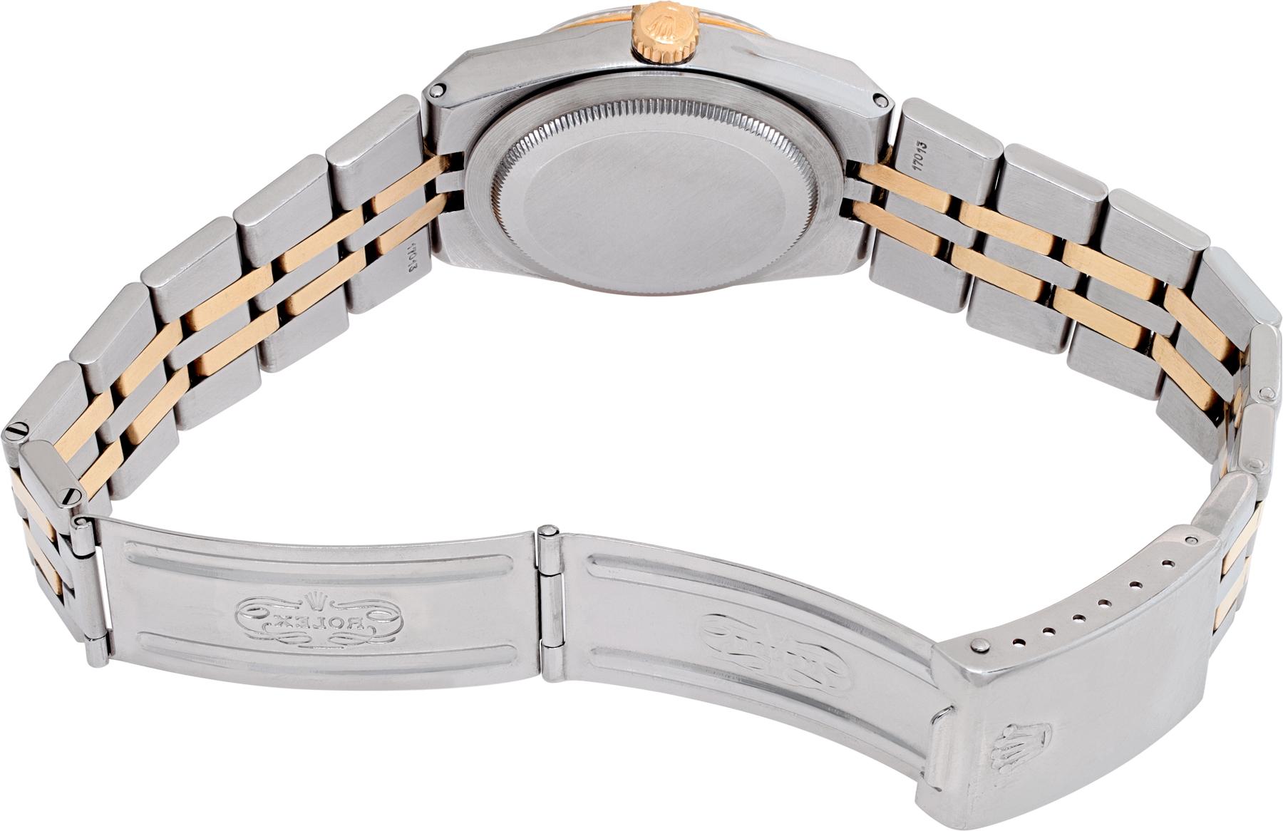 Men's Two-Tone Rolex Datejust Oysterquartz Wristwatch w/ Gold Stick Dial Ref 17013 For Sale