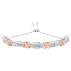 Bracelet Bolo bicolore en argent sterling et diamants 1/4 ct. pt.