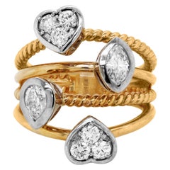 Vierfarbiger Cluster-Ring aus Roségold und Weißgold mit Diamanten