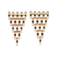 Two-Tone Rose Green Gold Tapered Earrings