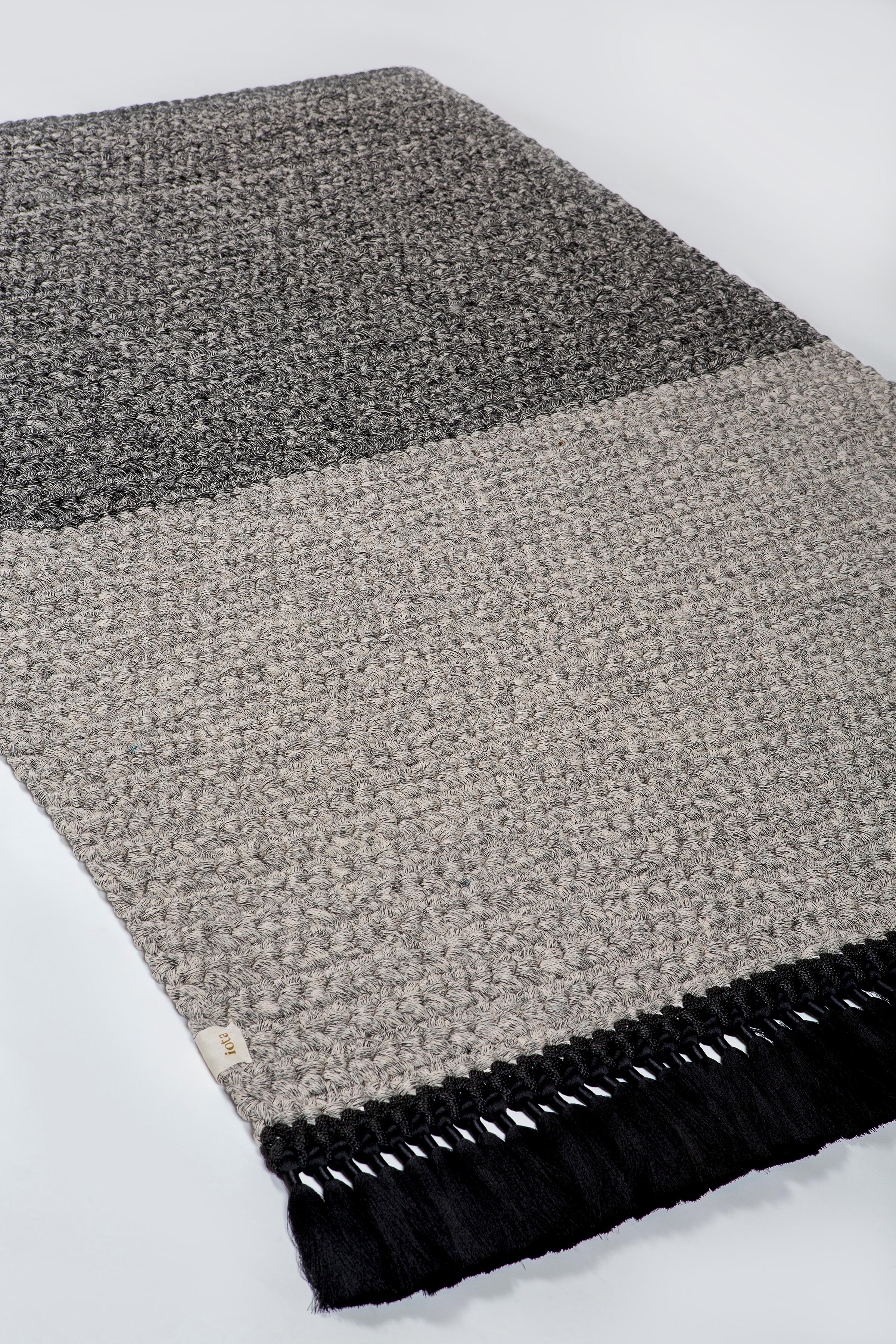 Handmade Crochet Two-Tone Rug in Black made of iota's Bespoke Yarns 4