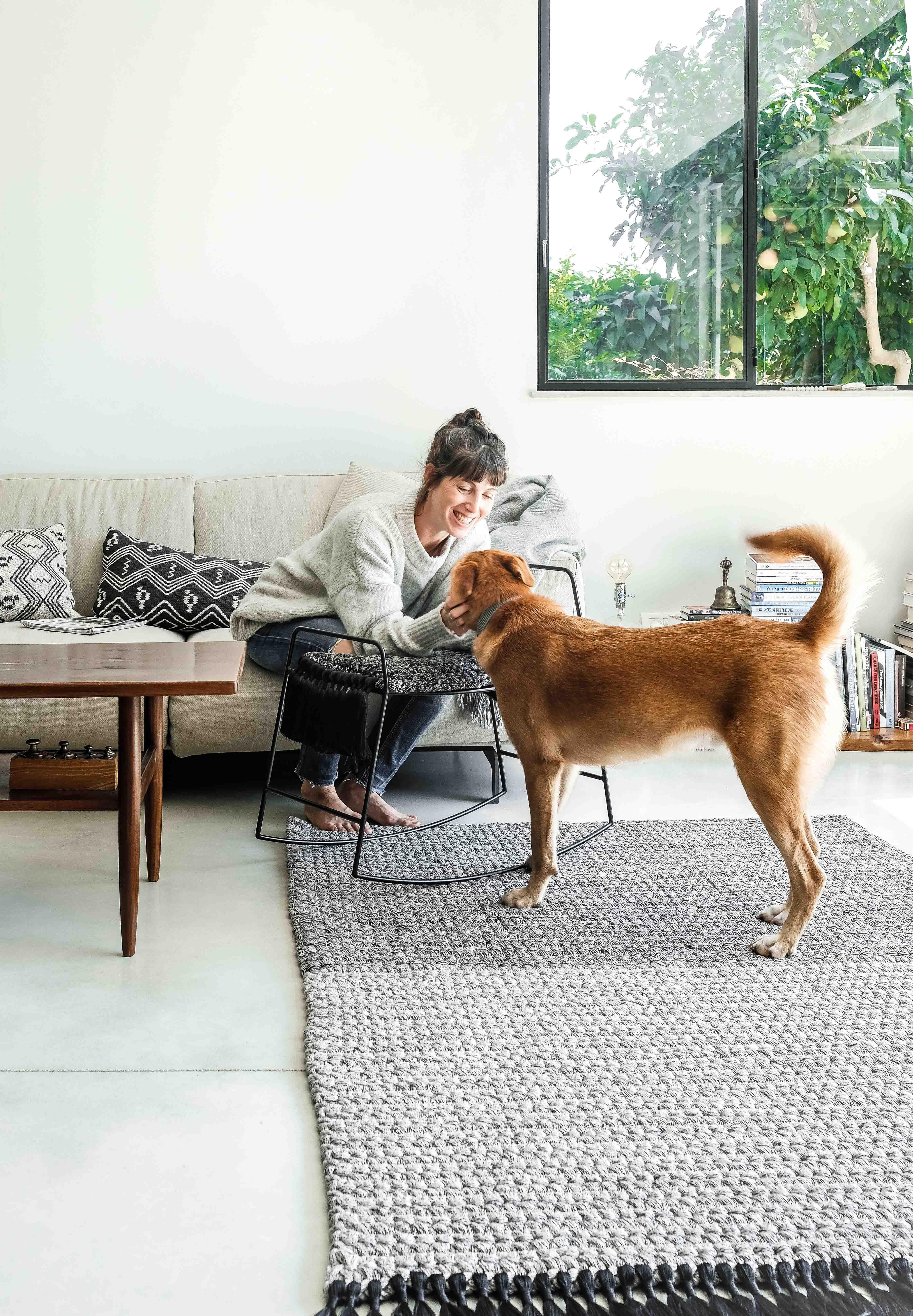 Cotton Handmade Crochet Two-Tone Rug in Black made of iota's Bespoke Yarns