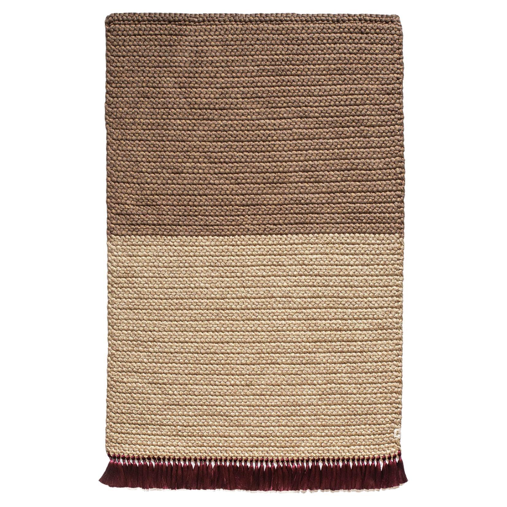 Handmade Crochet Two-Tone Rug in Beige Brown made of Cotton & Polyester by iota