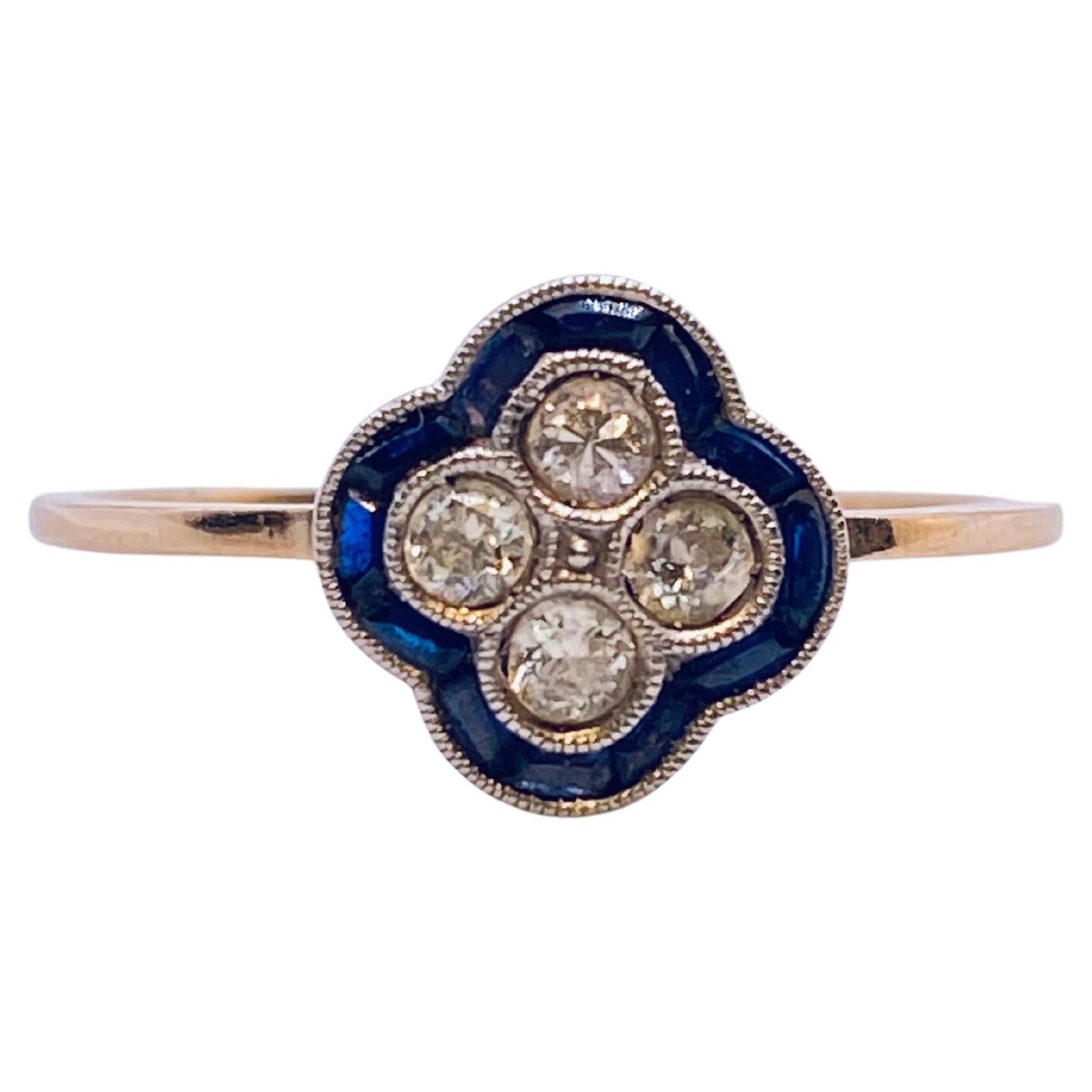 Sapphire & Diamond Two-Tone Gold Ring For Sale