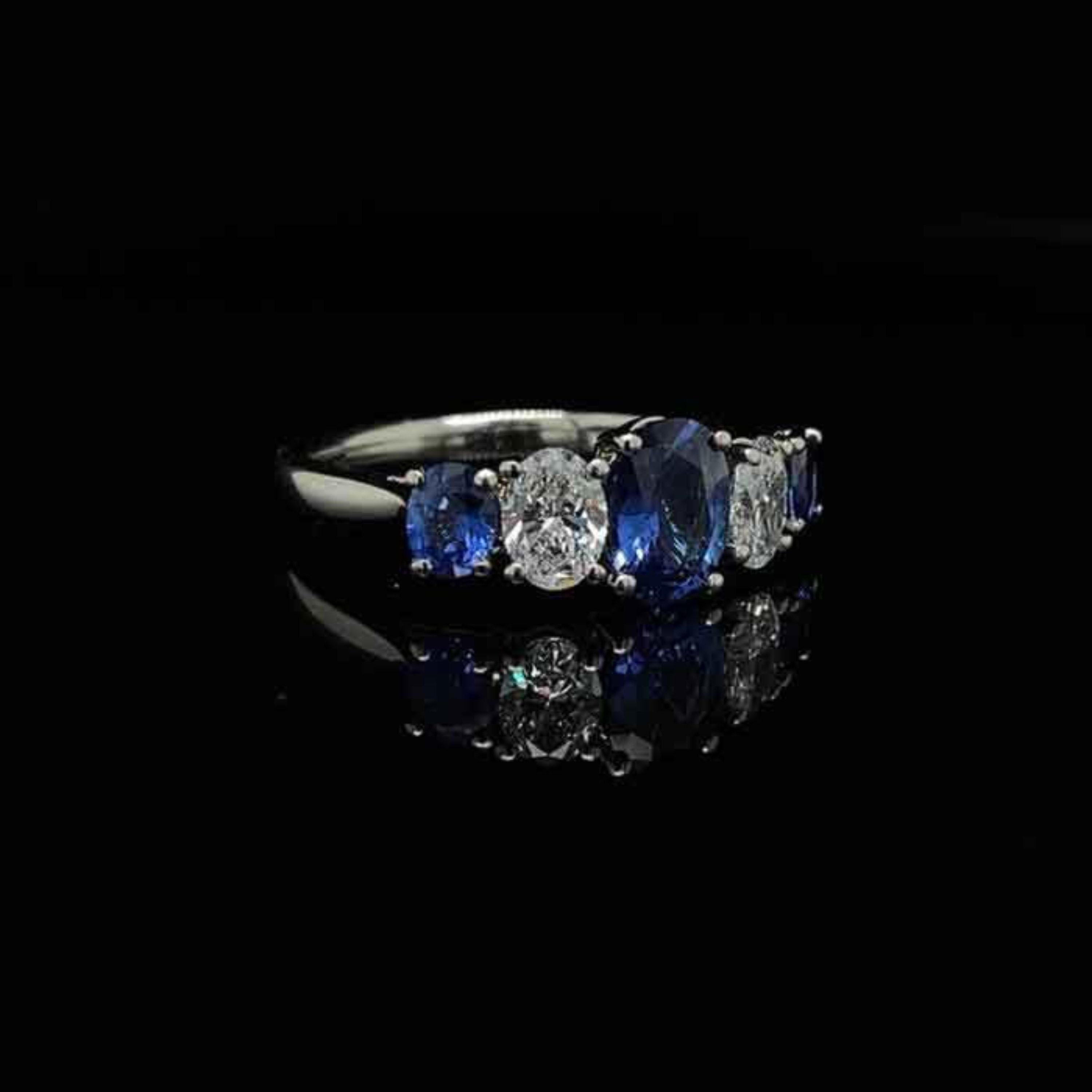 For Sale:  Two Tone Sapphire Wedding Band Blue Sapphire Diamond Engagement Ring for Her 3