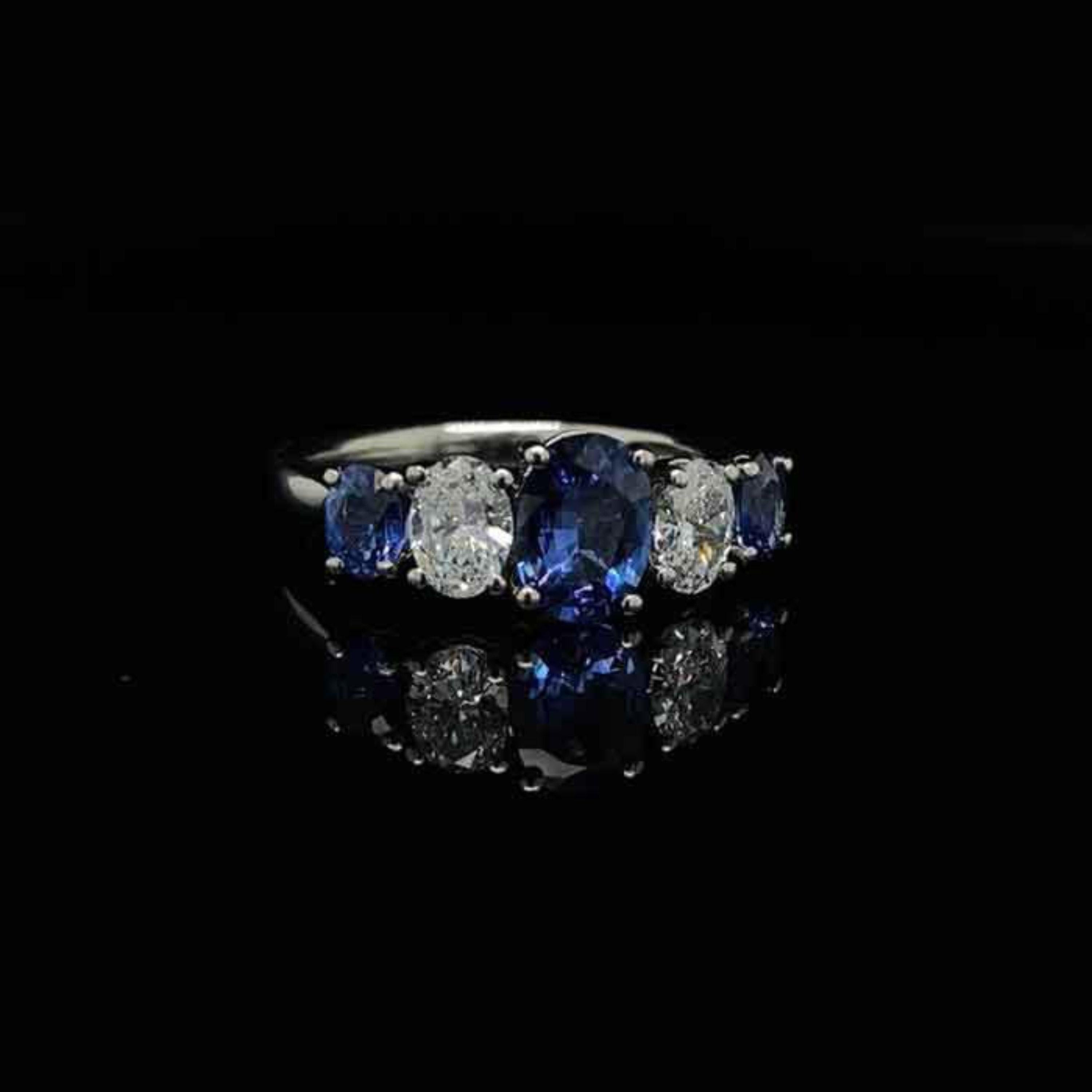 For Sale:  Two Tone Sapphire Wedding Band Blue Sapphire Diamond Engagement Ring for Her 4