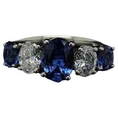 Two Tone Sapphire Wedding Band Blue Sapphire Diamond Engagement Ring for Her