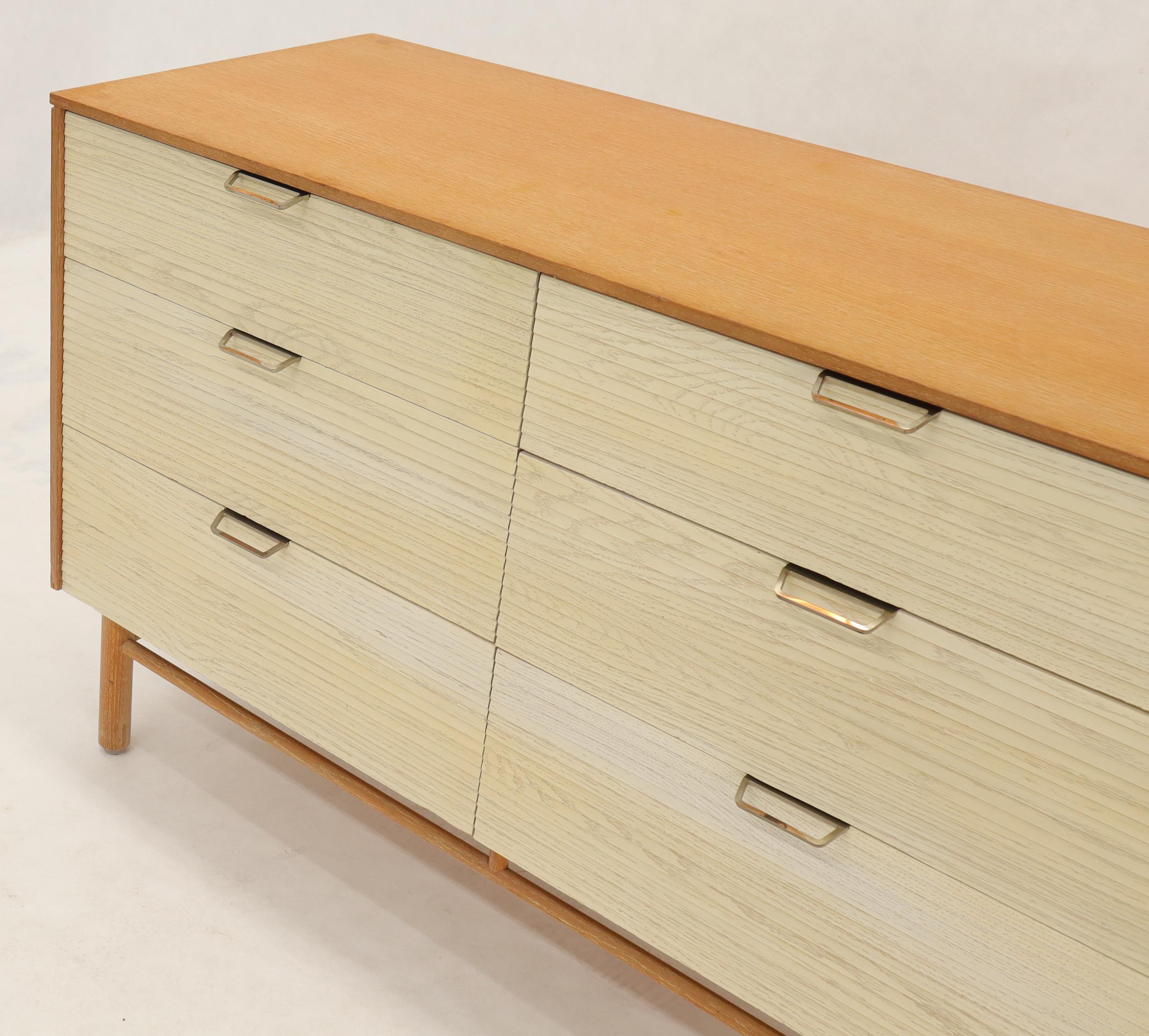 Mid-Century Modern Two Tone Six 6 Drawer Cerused Oak Dresser Credenza by Mengel