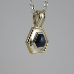 Two Tone Six Sided Cabochon Sapphire Pendant