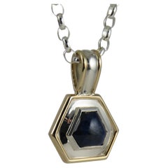 Two Tone Six Sided Cabochon Sapphire Pendant