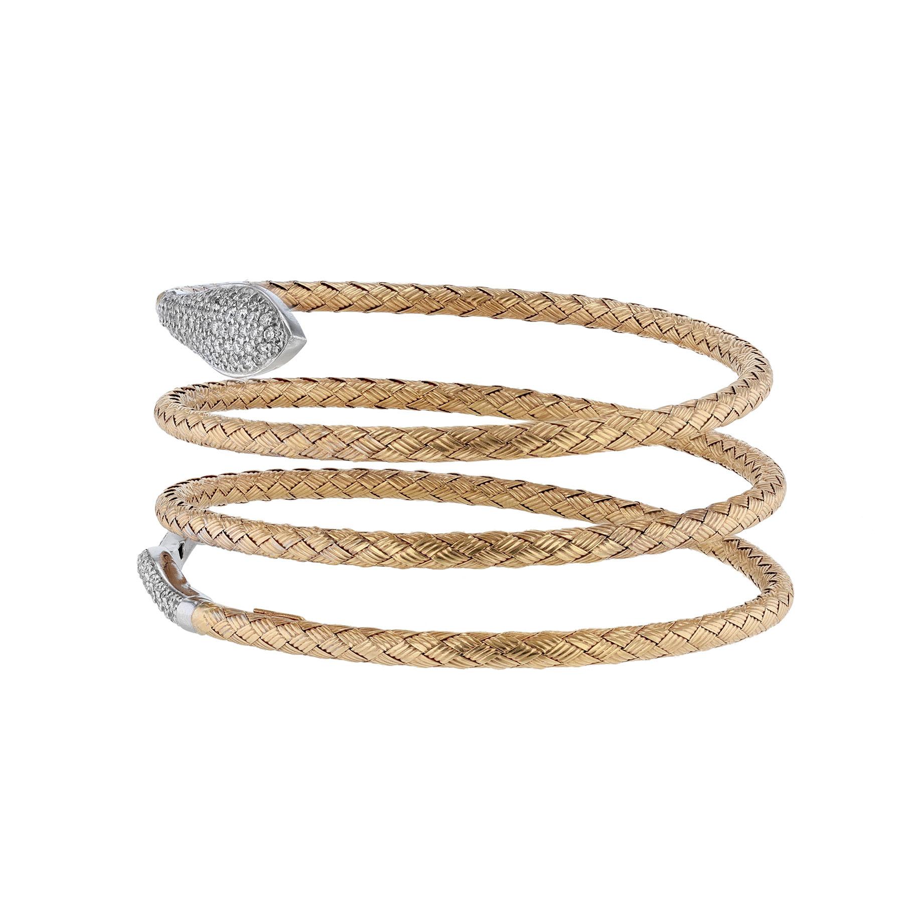 Moderne Bracelet de serpent bicolore avec diamants pavés en vente