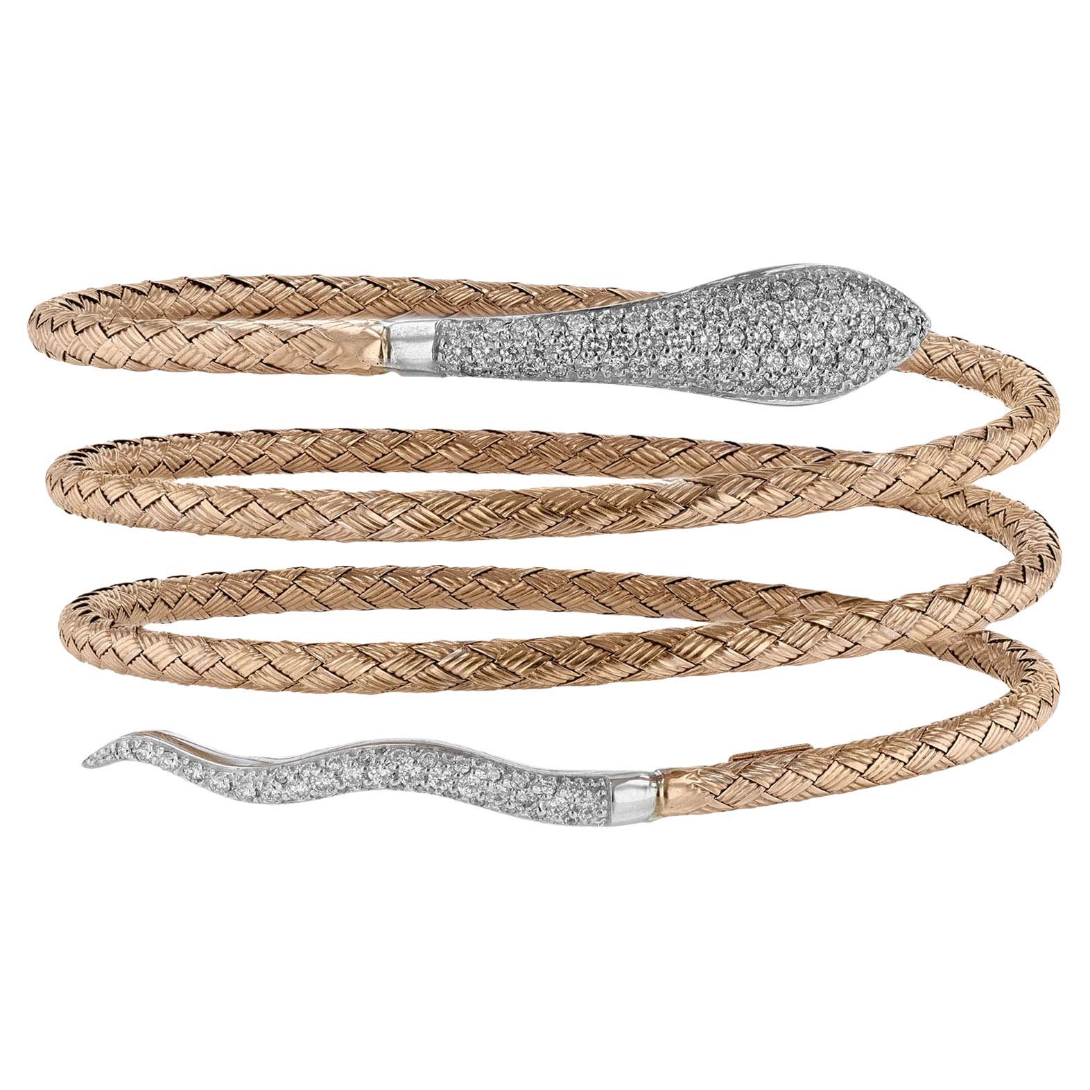 Two Tone Snake Wrap Pave’ Diamond Bracelet
