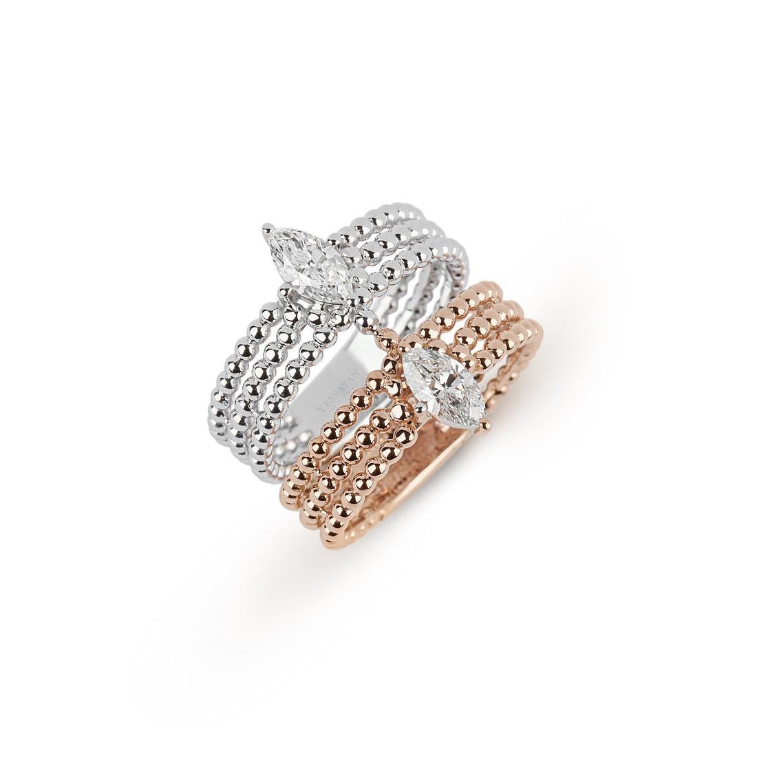 For Sale:  Two-Tone Stacked Diamond Ring 2