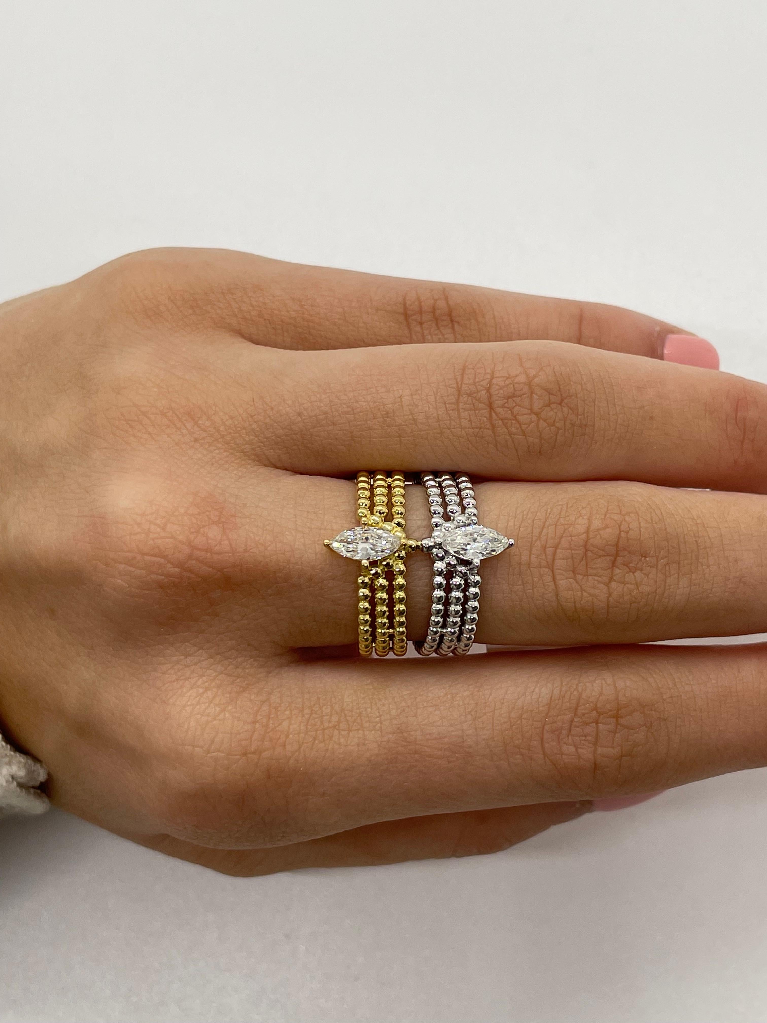 For Sale:  Two-Tone Stacked Diamond Ring 4