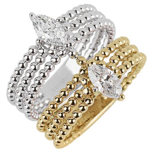 For Sale:  Two-Tone Stacked Diamond Ring
