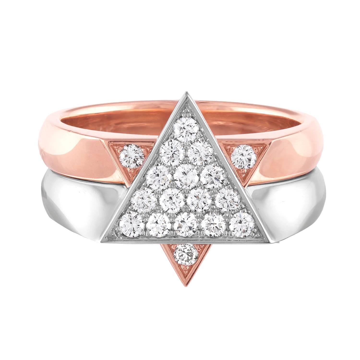 Bague interchangeable bicolore « Star of David » en or et diamants