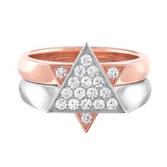 Bague interchangeable bicolore « Star of David » en or et diamants