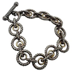 Two-Tone Sterling Silver and 14K Gold Charles Krypell Link Bracelet