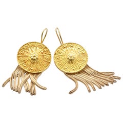 Antique Two-Tone Sterling Silver Tassel Earrings