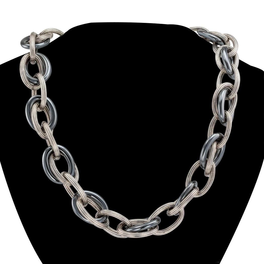 Sterling silver and hematite toggle and link necklace.

The facts you want to know are listed below.  Read on.  It is all remarkably short, simple, and clear.

Contact us right away if you have additional questions. 

We are here to connect you with