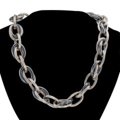 Sterling Silver Hematite Toggle Link Necklace