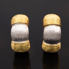 Zweifarbige strukturierte Ohrringe aus 18k Gelbgold und Weißgold