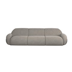 Two-tone three-seater sofa Kiritsu light gray fabric/brown leather by Murmurio