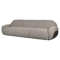 Two-tone three-seater sofa Kiritsu light gray fabric/brown leather by Murmurio