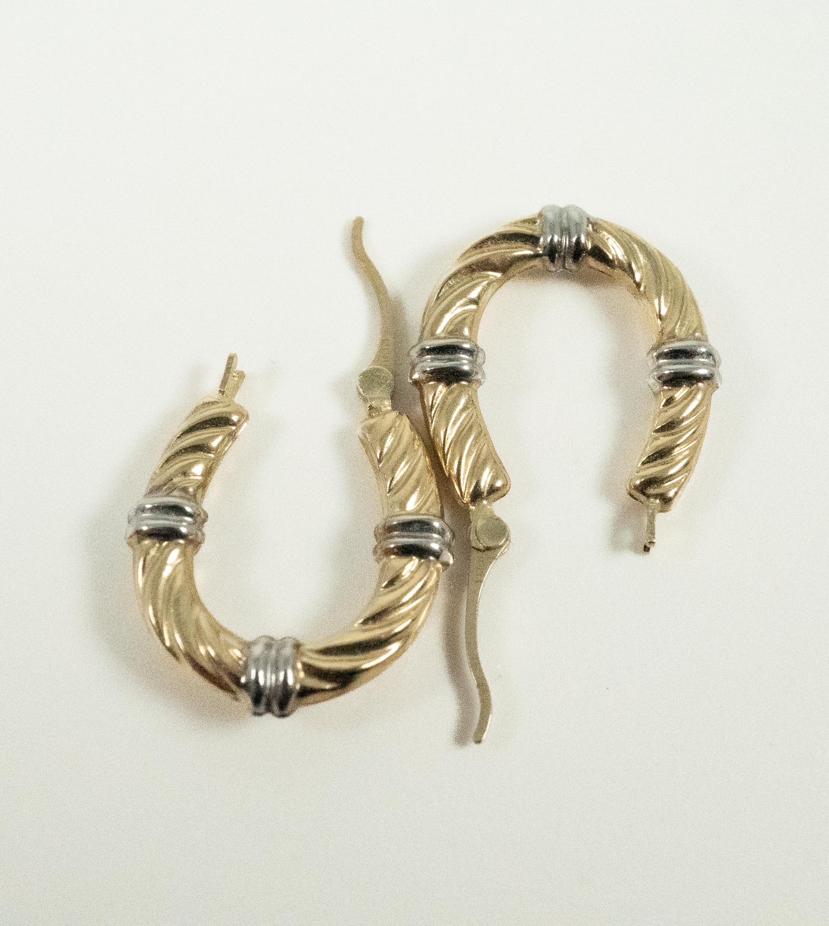 Women's or Men's Two Tone Twisted Hoop Earrings For Sale