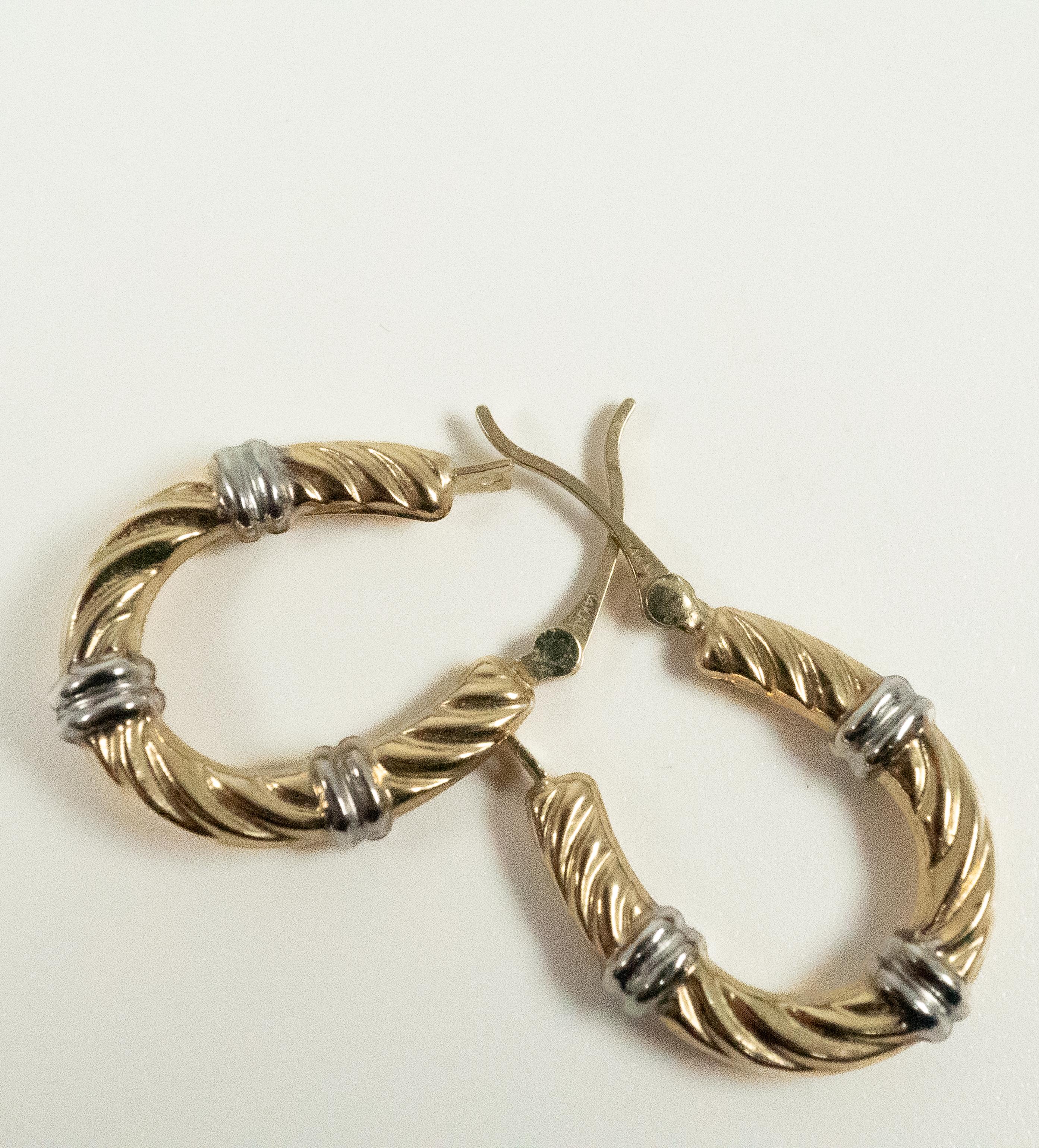 Two Tone Twisted Hoop Earrings For Sale 2