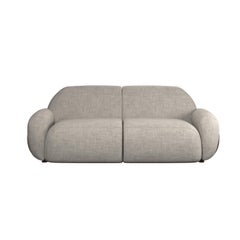 Two-tone two-seater sofa Kiritsu in light gray fabric/brown leather by Murmurio