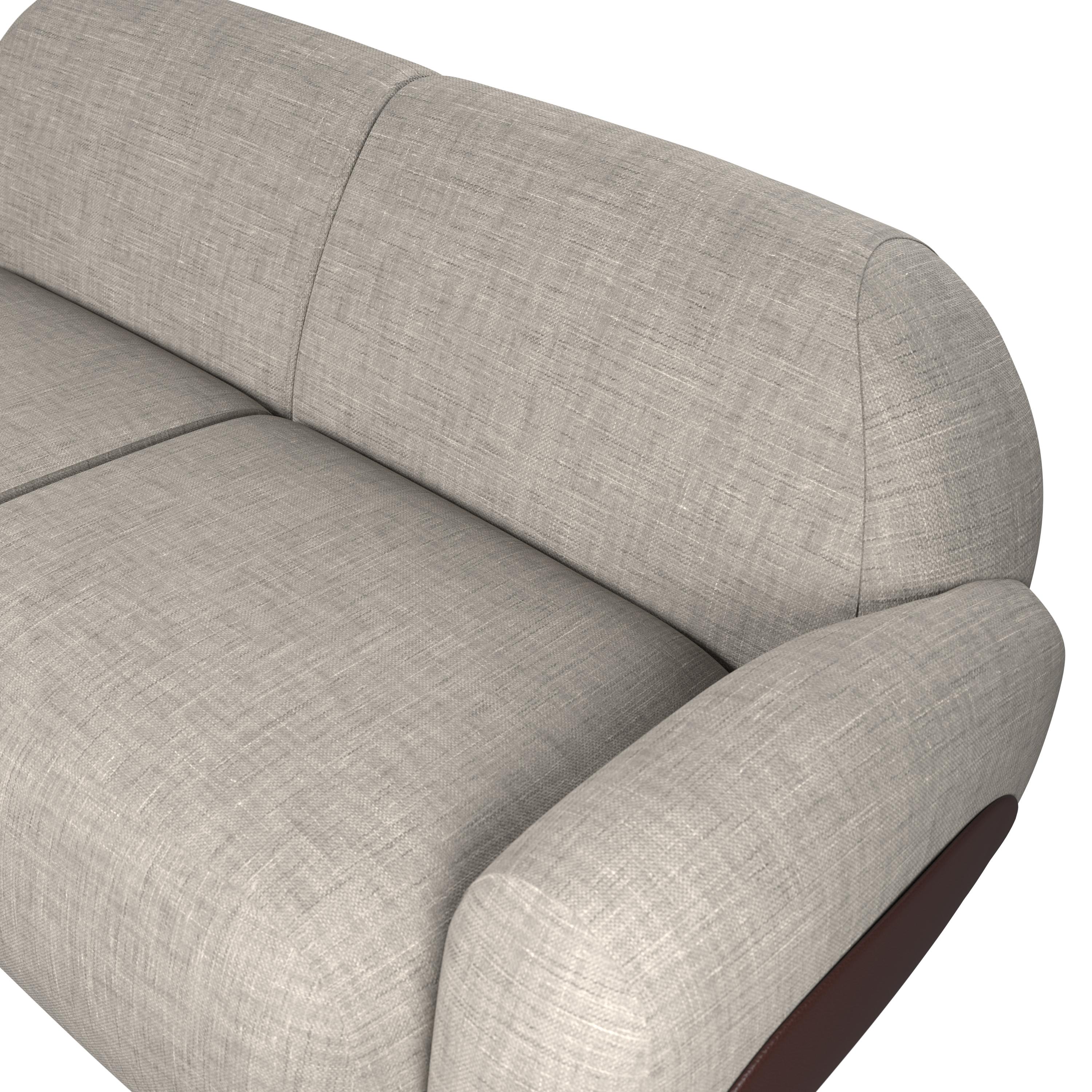 Zweifarbiges Zweisitzer-Sofa Kiritsu aus hellgrauem Stoff/braunem Leder von Murmurio im Zustand „Neu“ im Angebot in Lordelo, PT