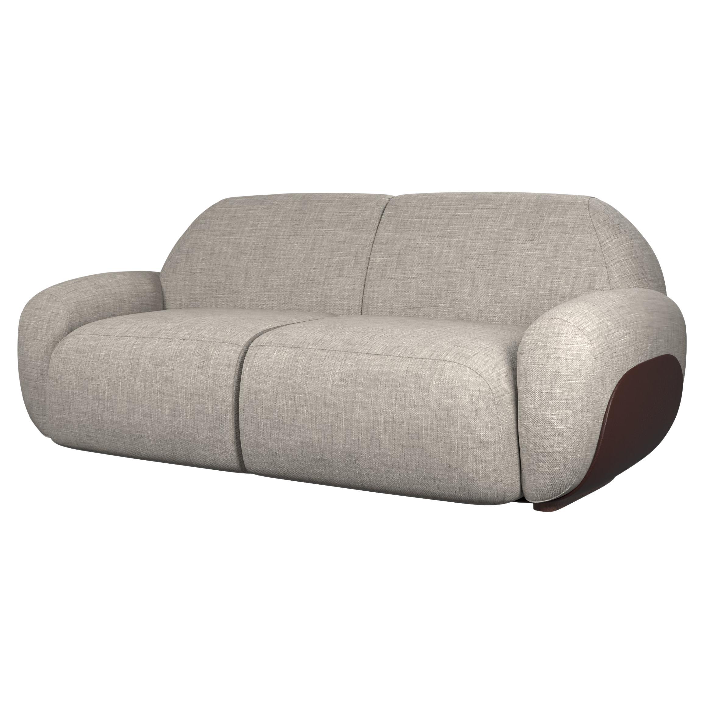 Canapé deux places bicolore Kiritsu en tissu gris clair/cuir marron par Murmurio