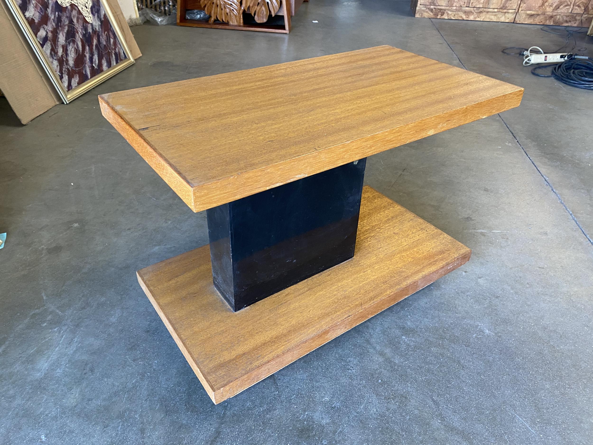 Wood Two Tone, Two Tier Mid-Century Modernist Walnut Side Table For Sale