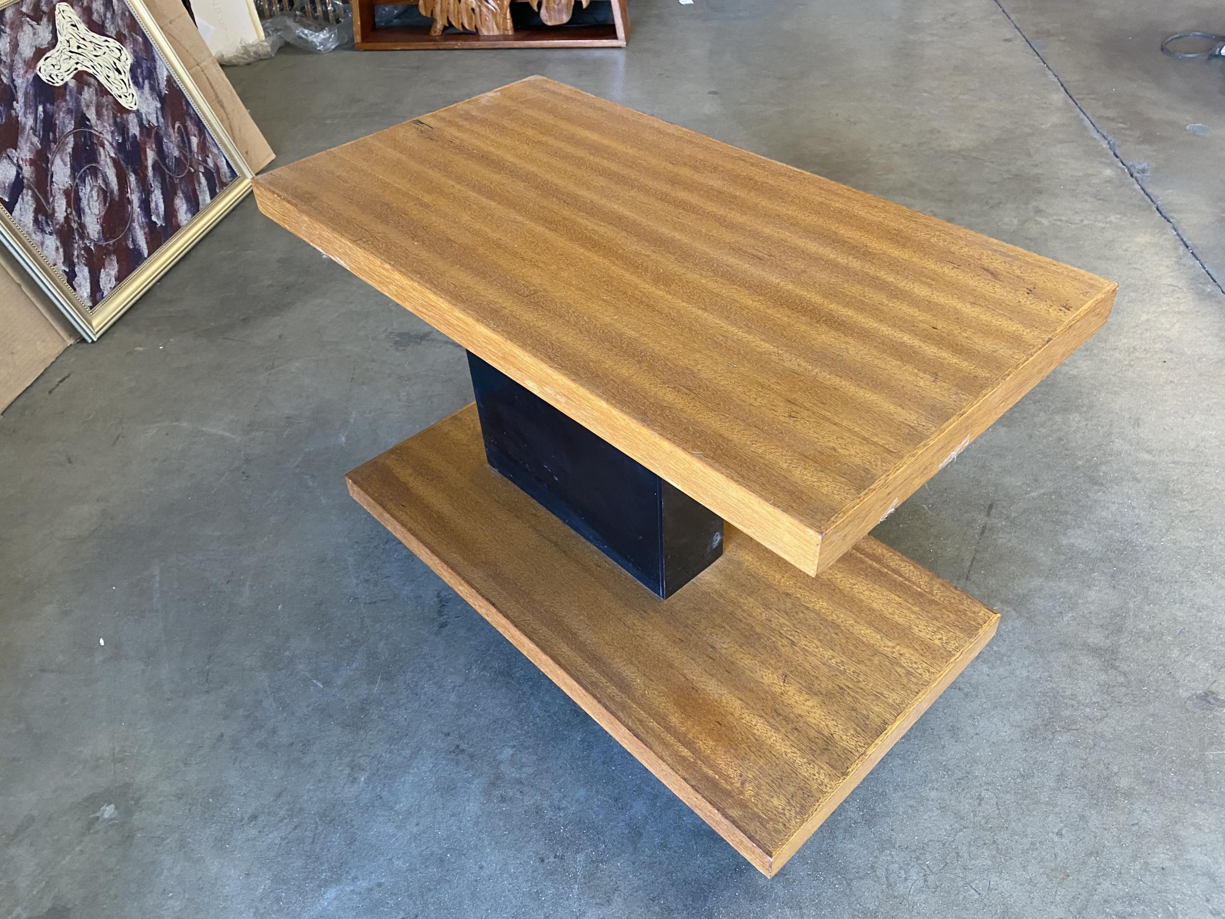 Two Tone, Two Tier Mid-Century Modernist Walnut Side Table For Sale 2