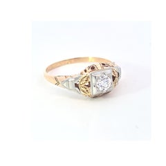 Vintage 14K Yellow and White Gold Diamond Ring, 0.25ct, Circa 1930