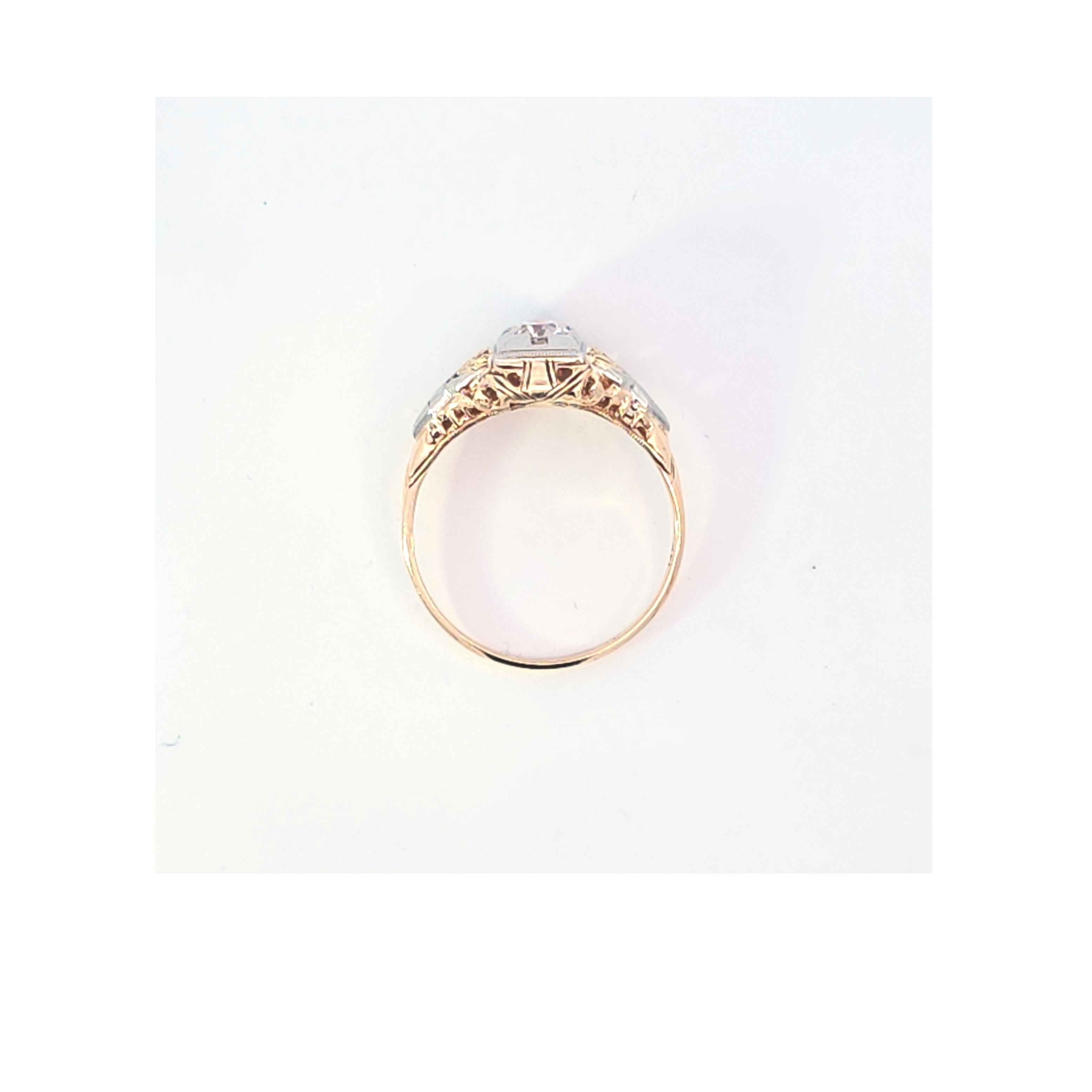 Bague vintage à deux tons avec diamants Unisexe en vente