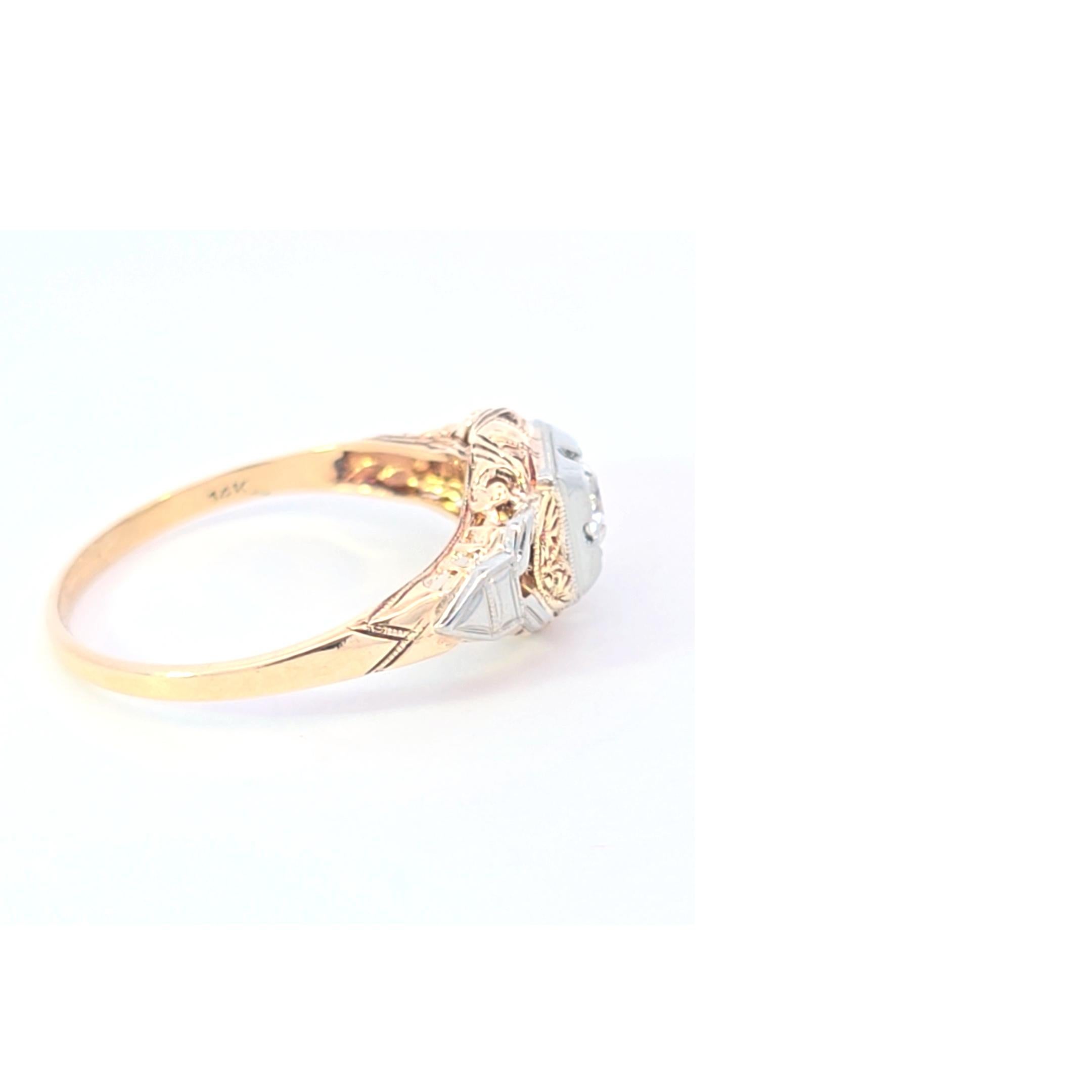 Bague vintage à deux tons avec diamants en vente 1