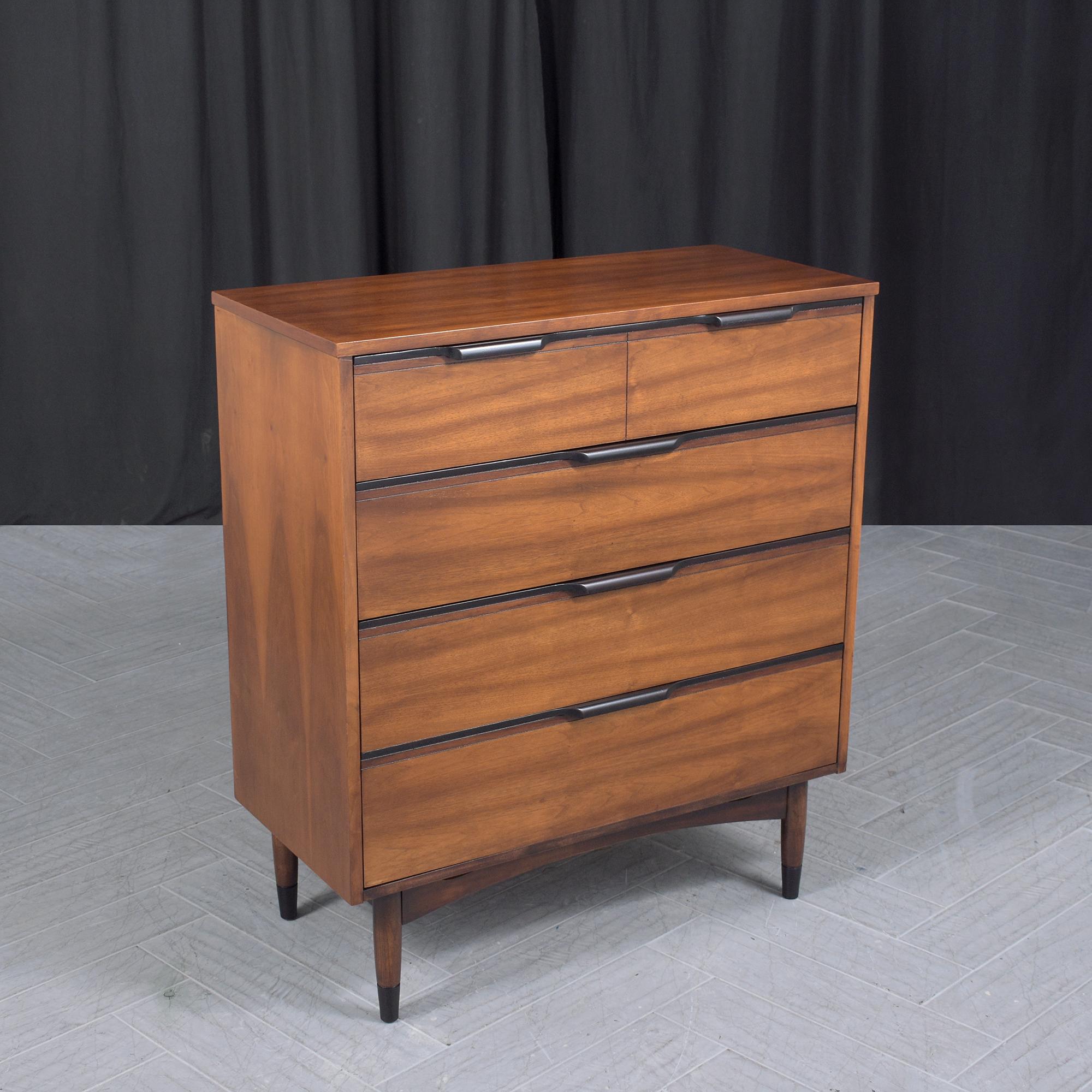 Modern Walnut Dresser Restored: Two-Tone Elegance & Craftsmanship For Sale 2