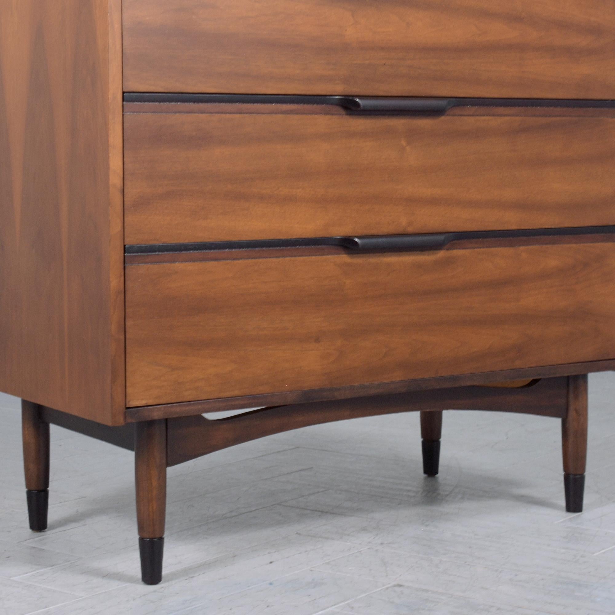 Modern Walnut Dresser Restored: Two-Tone Elegance & Craftsmanship For Sale 4