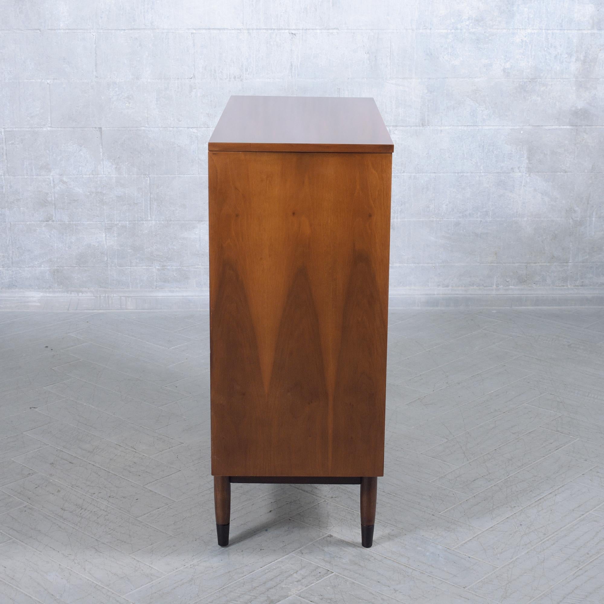 Modern Walnut Dresser Restored: Two-Tone Elegance & Craftsmanship For Sale 5
