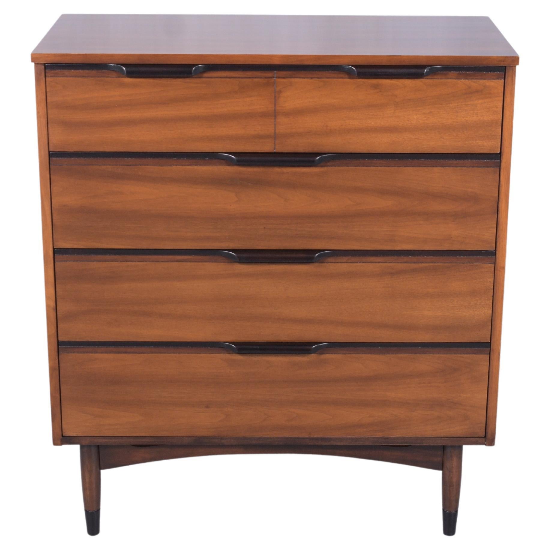 Mid-Century Modern Modern Walnut Dresser Restored: Two-Tone Elegance & Craftsmanship For Sale