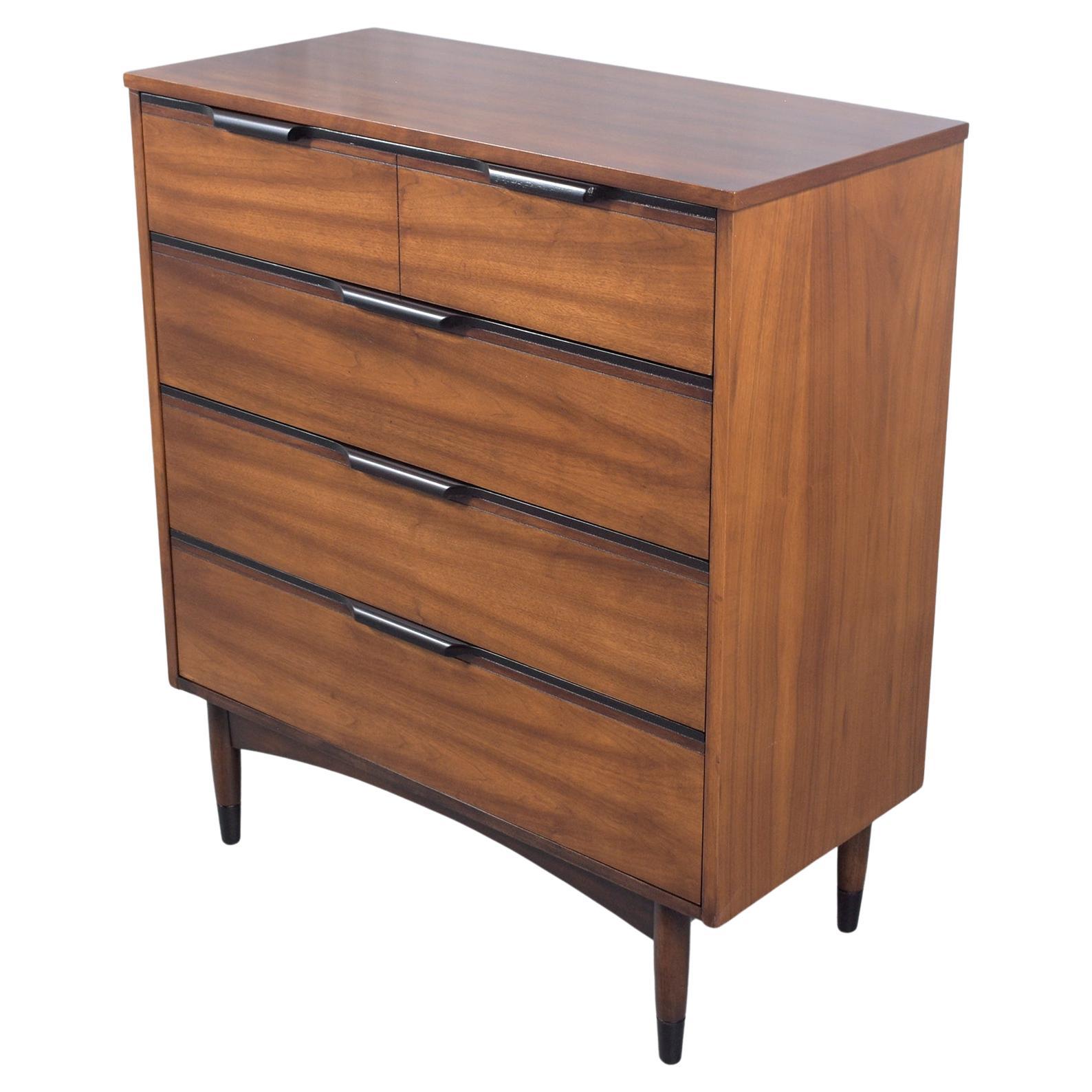 Modern Walnut Dresser Restored: Two-Tone Elegance & Craftsmanship For Sale