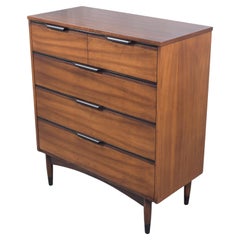 Vintage Restored Modern Walnut Dresser with Ebonized Accents and High-Gloss Finish