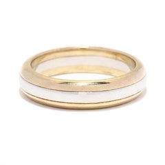 Two Tone Wedding Band, Platinum 14K Yellow Gold, Ring Size 8.75, Stackable